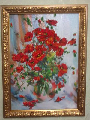 Bead Embroidery Kit Main Bead Embroidery Kit Poppies