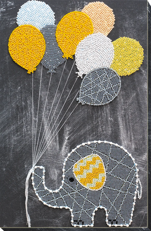 Bead Embroidery Kit Main Bead Embroidery Kit Baby elephant with balloons
