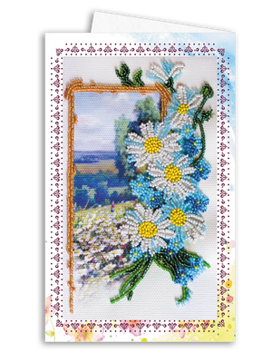 Postcards Bead Embroidery Kit Postcard-envelope for microbead embroidery Chamomile field