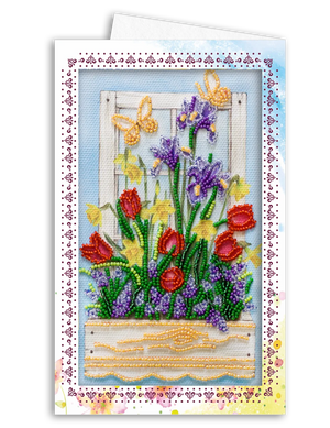 Postcards Bead Embroidery Kit Postcard-envelope for microbead embroidery Early spring