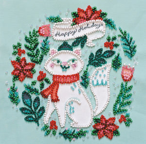 Bead Embroidery Kit Mini Bead embroidery kit Kitty in a scarf