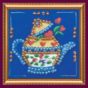 Magnets Bead Embroidery Kit Mini Magnets Bead embroidery kit Kettle on blue
