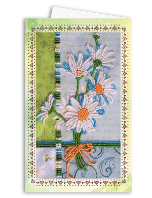 Postcards Bead Embroidery Kit Postcard-envelope for microbead embroidery Chamomile