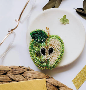 Brooch Embroidery Kit Decoration Green apple