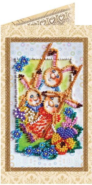 Postcards Bead Embroidery Kit Postcard bead embroidery kits Happy family
