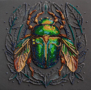 Bead Embroidery Kit Main Bead Embroidery Kit Emerald beetle