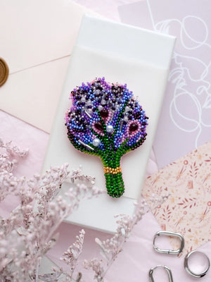 Brooch Embroidery Kit Decoration Lavender