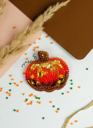 Brooch Embroidery Kit Decoration Golden pumpkin (Decoration)