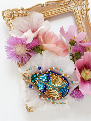 Brooch Embroidery Kit Decoration Azurite