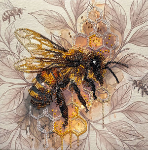 Bead Embroidery Kit Mid-sized bead embroidery kit Golden honey (Animals and birds)