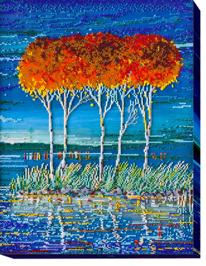 Bead Embroidery Kit Fire in sky blue - 3
