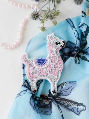 Brooch Embroidery Kit Decoration Pink llama
