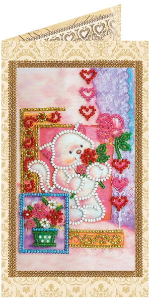 Postcards Bead Embroidery Kit Postcard Bead embroidery kit Pussycat