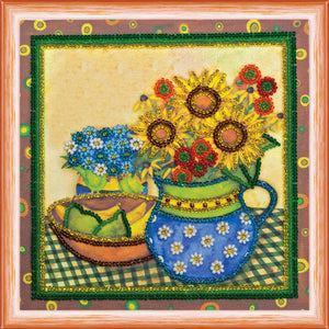 Bead Embroidery Kit Mini Bead embroidery kit Sunflower still life
