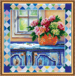Bead Embroidery Kit Main bead embroidery kits Hydrangea at window