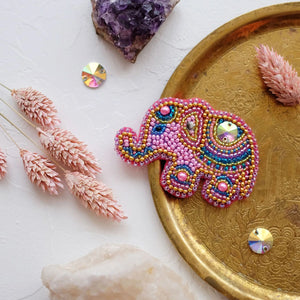 Brooch Embroidery Kit Decoration Pink baby elephant