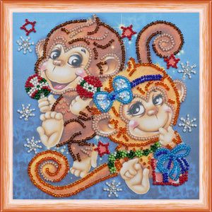 Bead Embroidery Kit Mini Bead embroidery kit Cheer monkeys