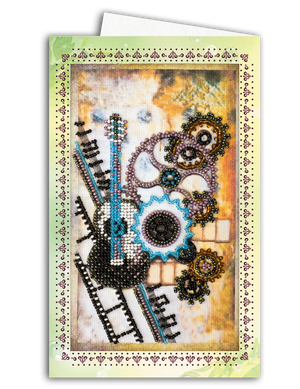 Postcards Bead Embroidery Kit Postcard-envelope for microbead embroidery Guitar