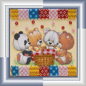 Bead Embroidery Kit Mini Bead embroidery kit Bears and basket
