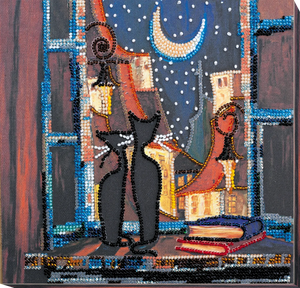 Bead Embroidery Kit Mid-sized bead embroidery kit Cats at window