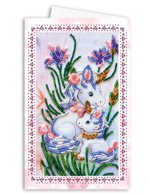 Postcards Bead Embroidery Kit Postcard-envelope for microbead embroidery Unicorns