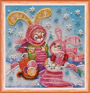 Bead Embroidery Kit Mini Bead embroidery kit Knitting bunnies