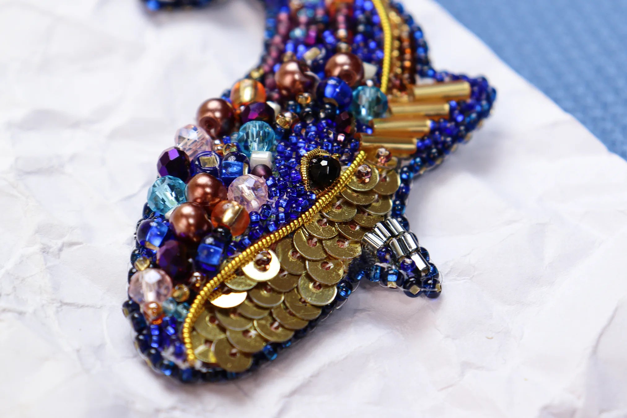 Brooch Embroidery Kit Decoration Blue whale (Decoration)
