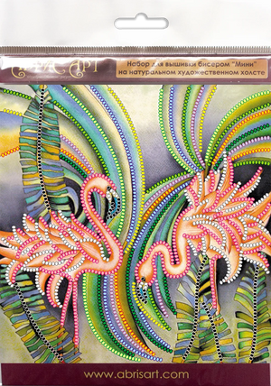 Bead Embroidery Kit Mini Bead embroidery kit Pink flamingos