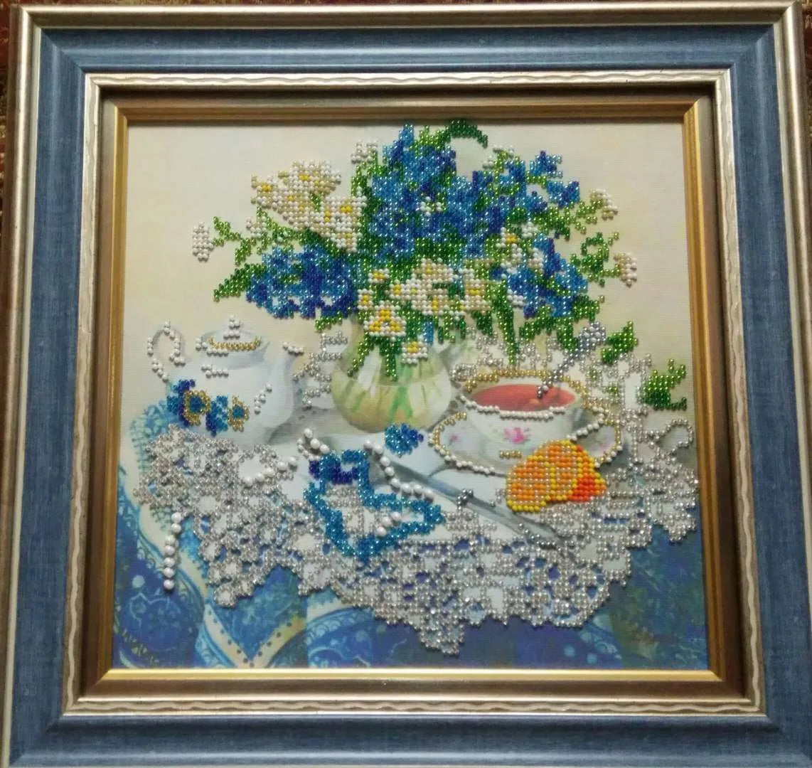 Bead Embroidery Kit Main Bead Embroidery Kit Forget-me-nots