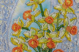 Postcards Bead Embroidery Kit Postcard-envelope for microbead embroidery Still Life with a Fan