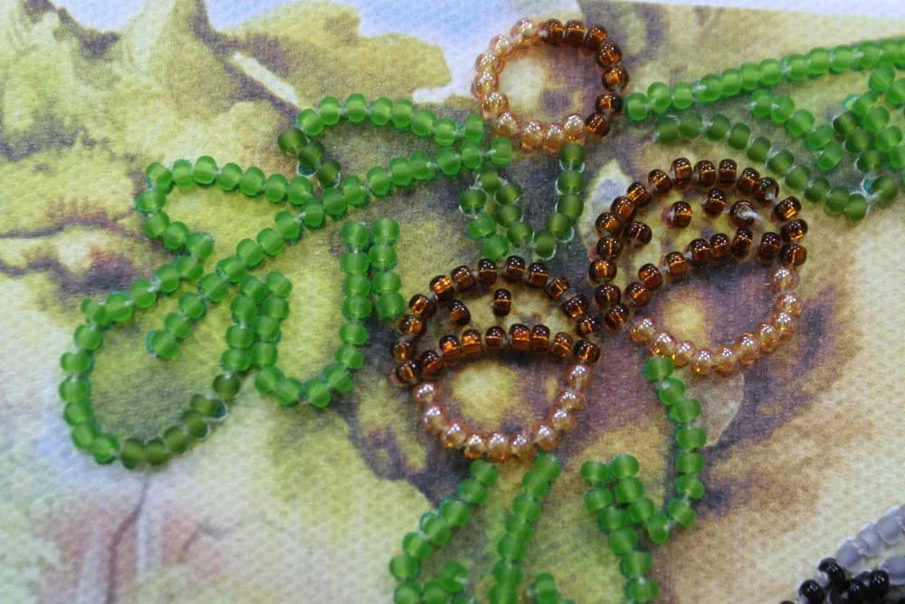 Bead Embroidery Kit On a oak