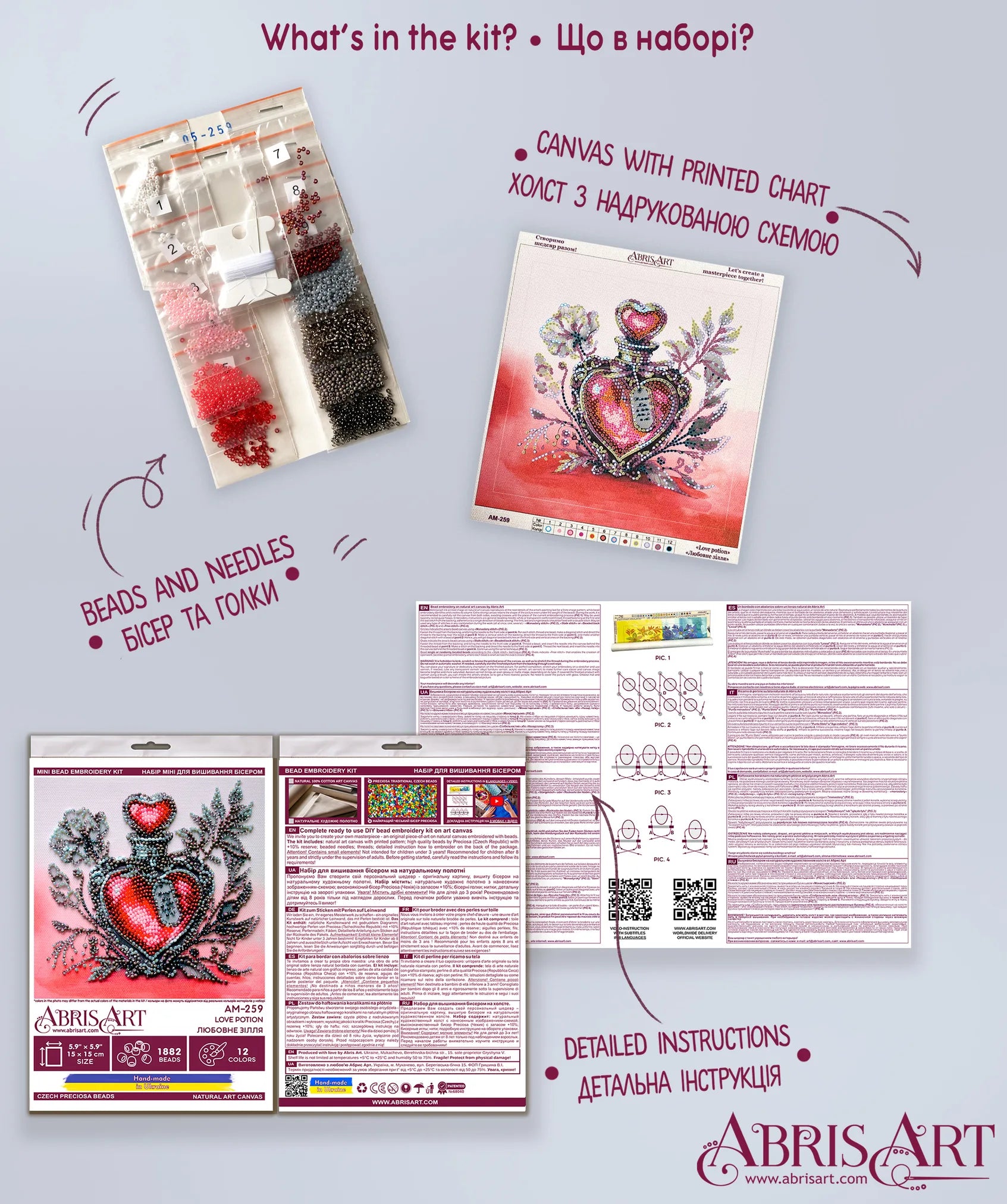 Bead Embroidery Kit Mini Bead embroidery kit Love potion