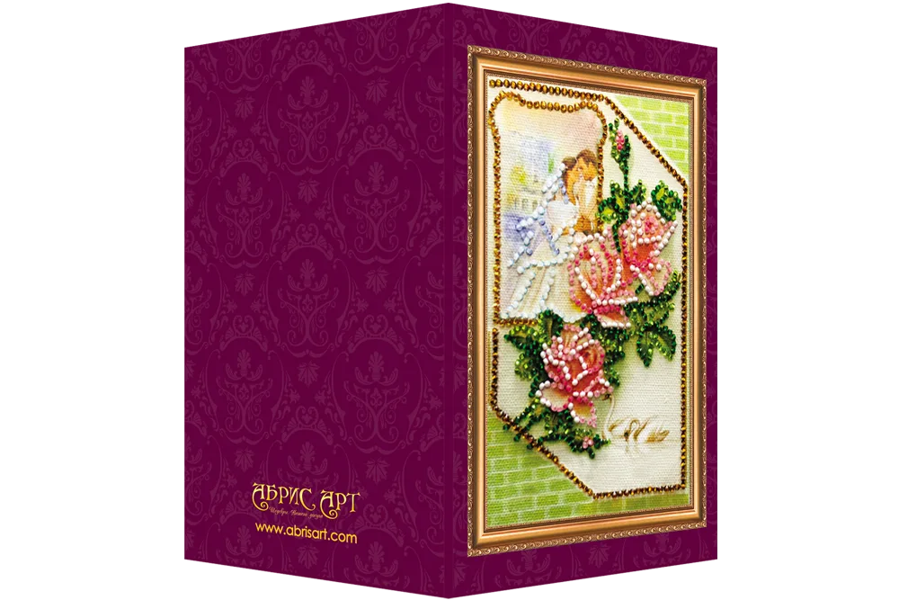 Postcards Bead Embroidery Kit Postcard Bead embroidery kit Happy Wedding – 1