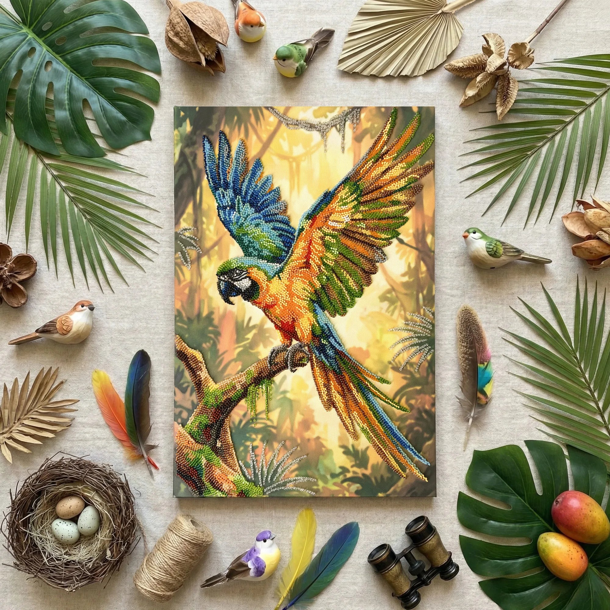 Bead Embroidery Kit Main Bead Embroidery Kit Colorful Parrot (Animals and birds)