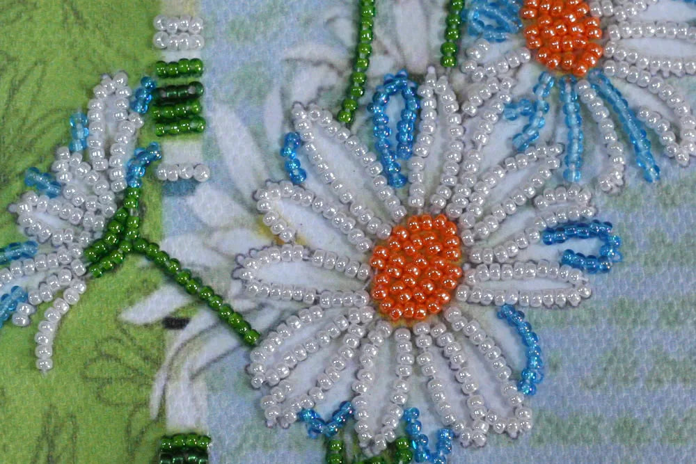 Postcards Bead Embroidery Kit Postcard-envelope for microbead embroidery Chamomile