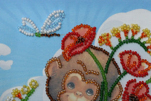 Bead Embroidery Kit Mini Bead embroidery kit Poppies bunch