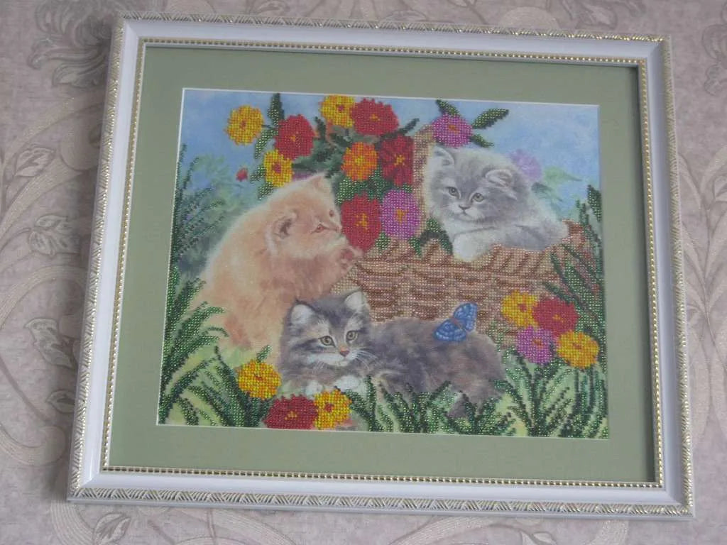 Bead Embroidery Kit Kittens