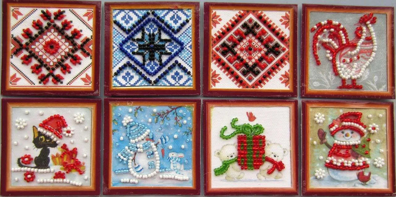 Magnets Bead Embroidery Kit Mini Magnets Bead embroidery kit Winter guest