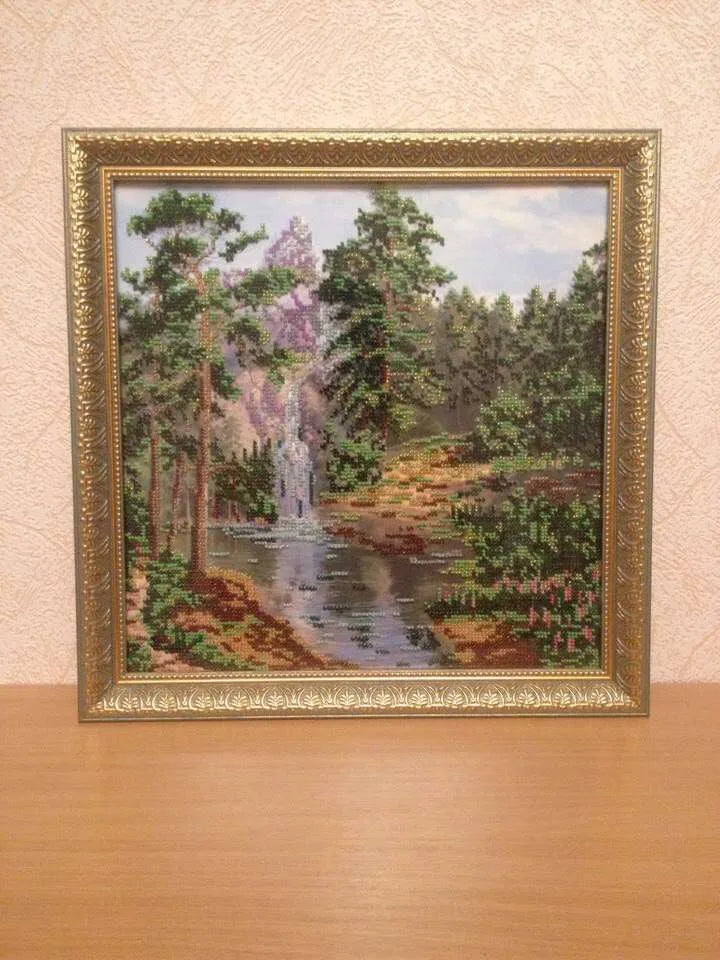 Bead Embroidery Kit Main Bead Embroidery Kit Mountain waterfall