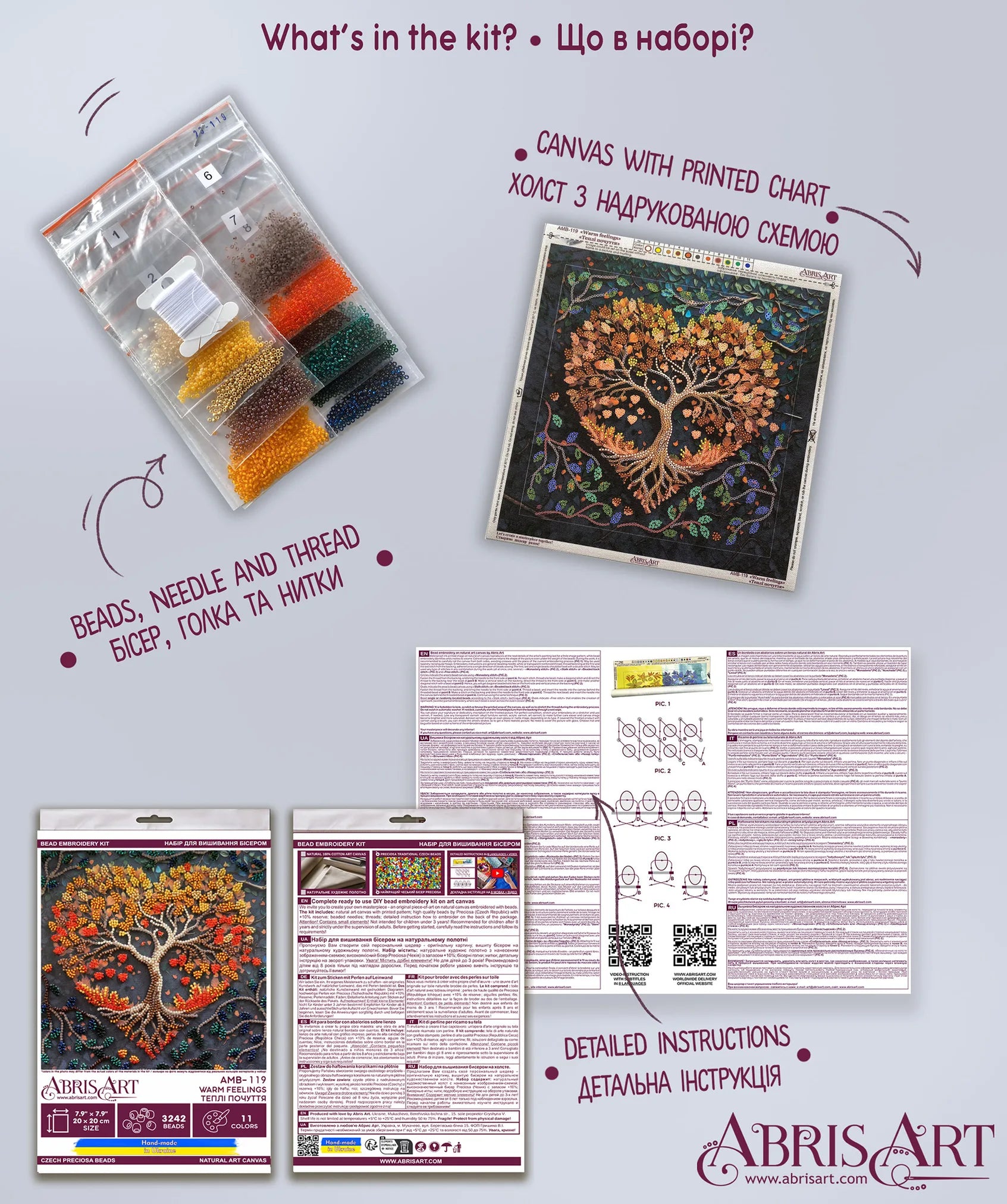Bead Embroidery Kit Mid-sized bead embroidery kit Warm feelings
