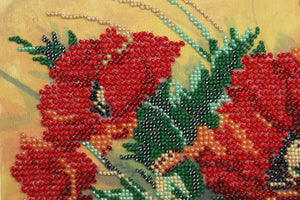 Bead Embroidery Kit Micro Beads Embroidery Kit Vintage poppies