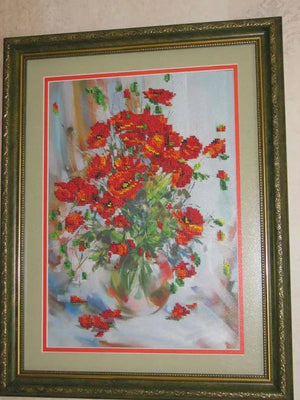 Bead Embroidery Kit Main Bead Embroidery Kit Poppies