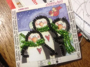 Magnets Bead Embroidery Kit Mini Magnets Bead embroidery kit Penguin family
