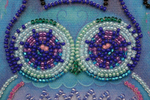 Bead Embroidery Kit Mini Bead embroidery kit Blue owl