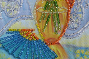 Postcards Bead Embroidery Kit Postcard-envelope for microbead embroidery Still Life with a Fan