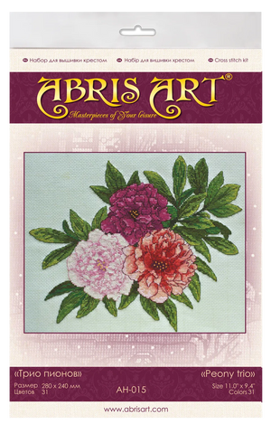 Cross Stitch Kit Peony trio