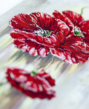 Bead Embroidery Kit Main Bead Embroidery Kit Poppy flower