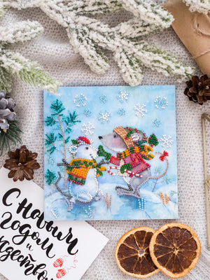Bead Embroidery Kit Mini Bead embroidery kit Snow friend
