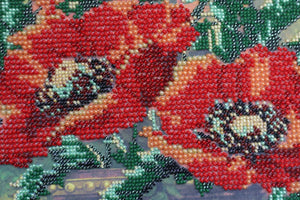 Bead Embroidery Kit Micro Beads Embroidery Kit Vintage poppies
