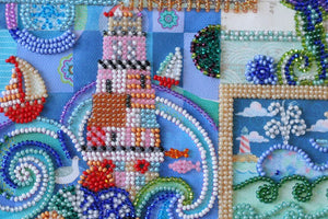 Photo Frame Bead Embroidery Kit Photo frame kit for bead embroidery Photo frame kit for bead embroidery "A song about the sea"